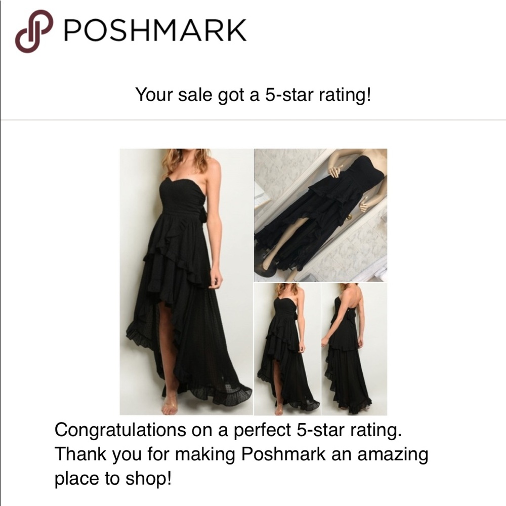 BLACK HIGH LOW SWEEAT HEART MAXI DRESS - Picture 3 of 8